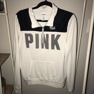 •PINK• logo quarter zip sweater/jacket